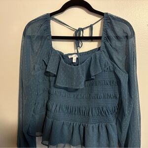 LC Lauren Conrad Sheer Blue Blouse